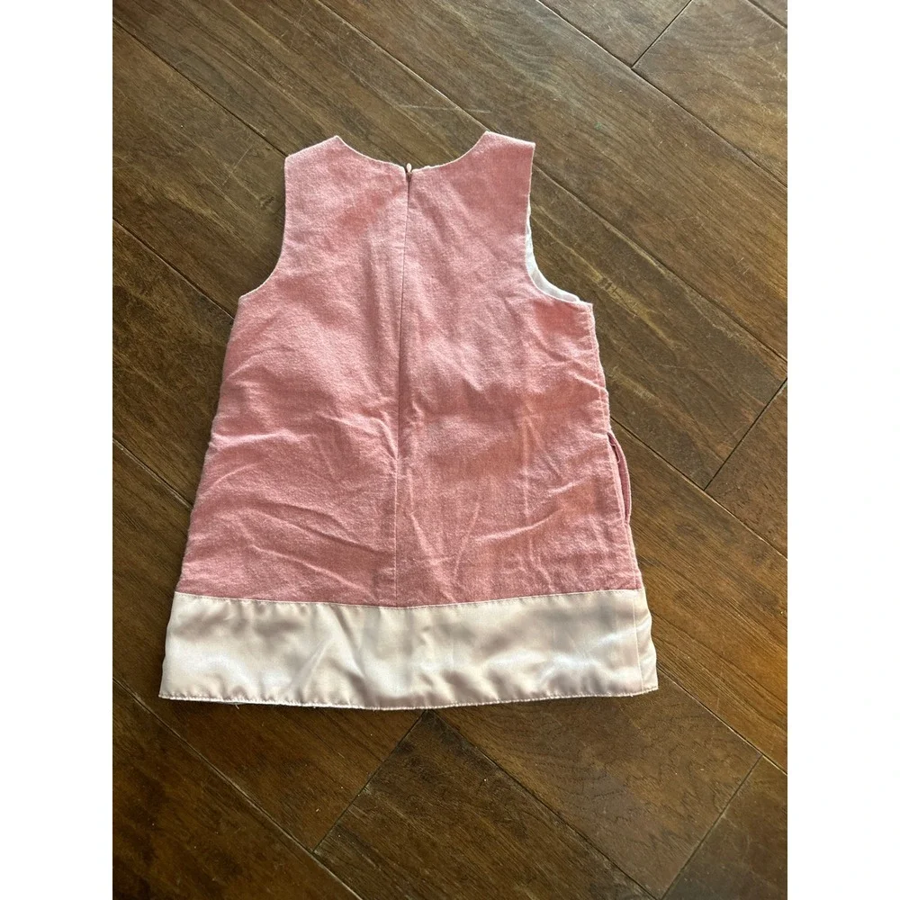 Vintage Esprit Baby Pink Velour Bow‎ Dress 12 Months Special Occasion